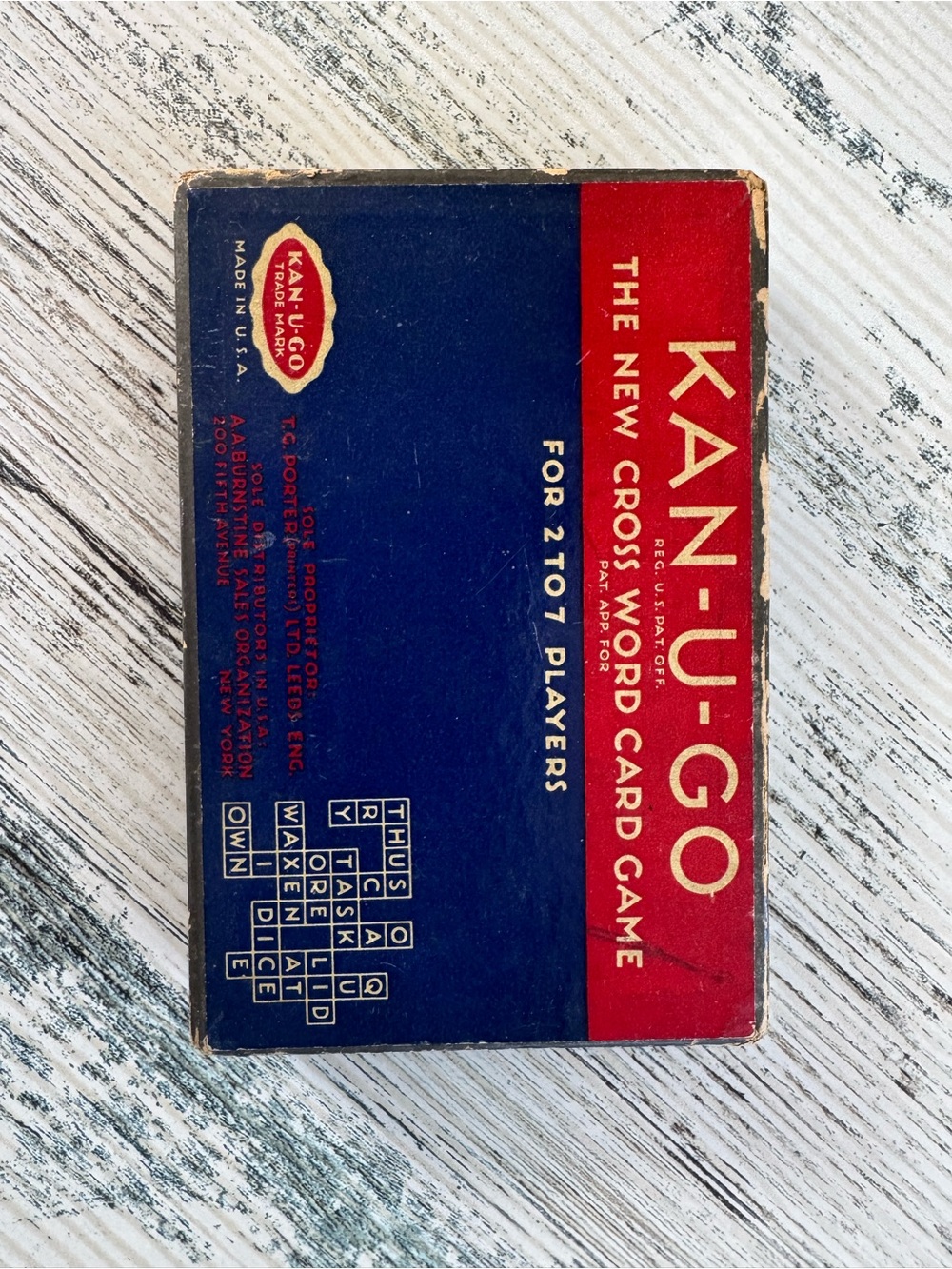 KAN-U-GO Vintage Card Game Box - Red & Navy